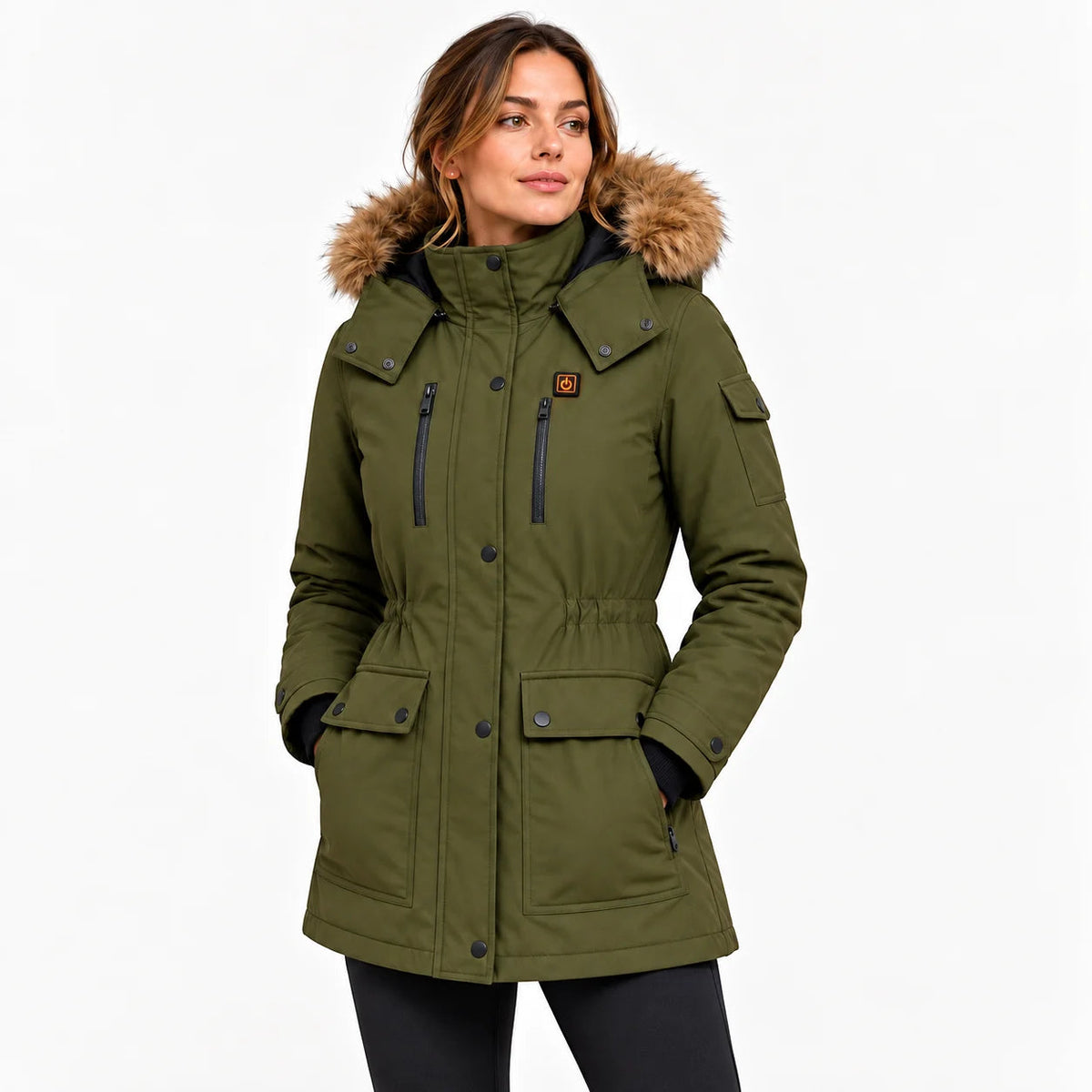PyreFit Apexor – Beheizbarer Wintermantel für Damen – Grün