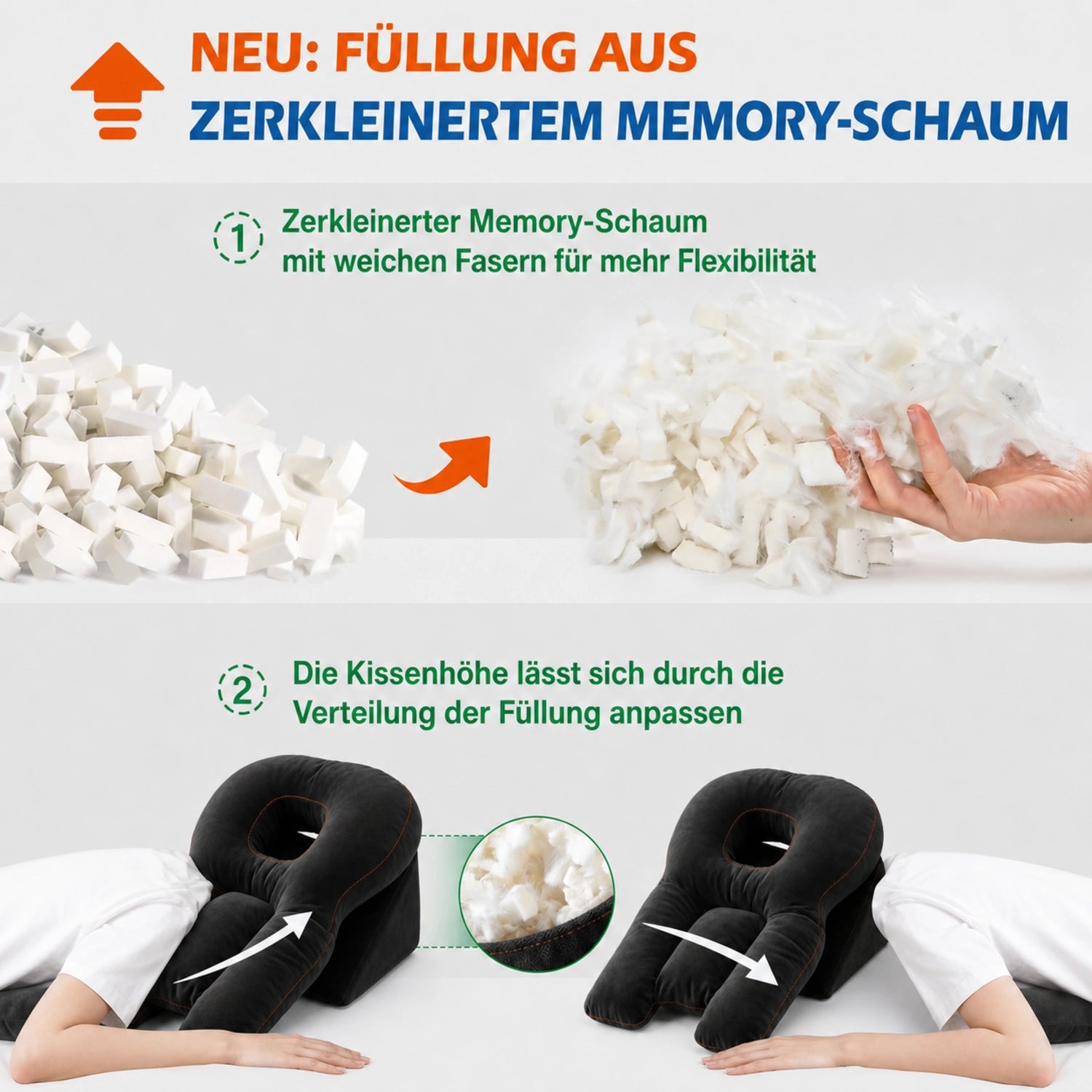 Verstellbare Memory-Schaum-Füllung