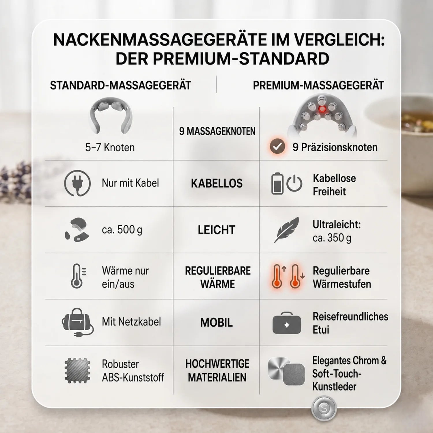 Nackenmassagegeräte im Vergleich – Standard- und Premium-Modell