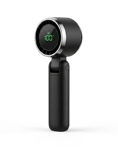 Handventilator mit Turbo und Digitalanzeige – faltbar und per USB-C aufladbar