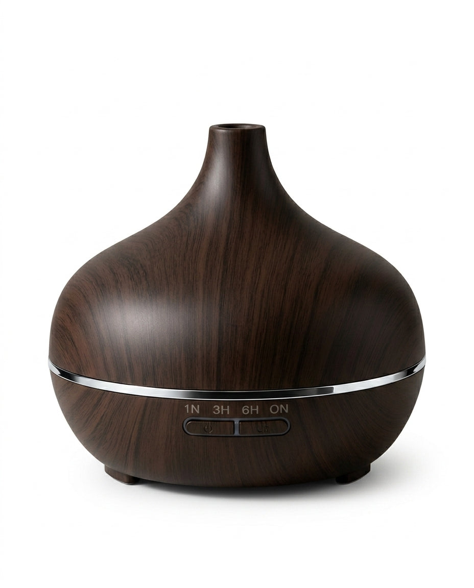 Aroma Diffuser mit Farblicht – Ultraschall-Vernebelung in Holzoptik für einen ruhigeren Raum – Produktbild 1