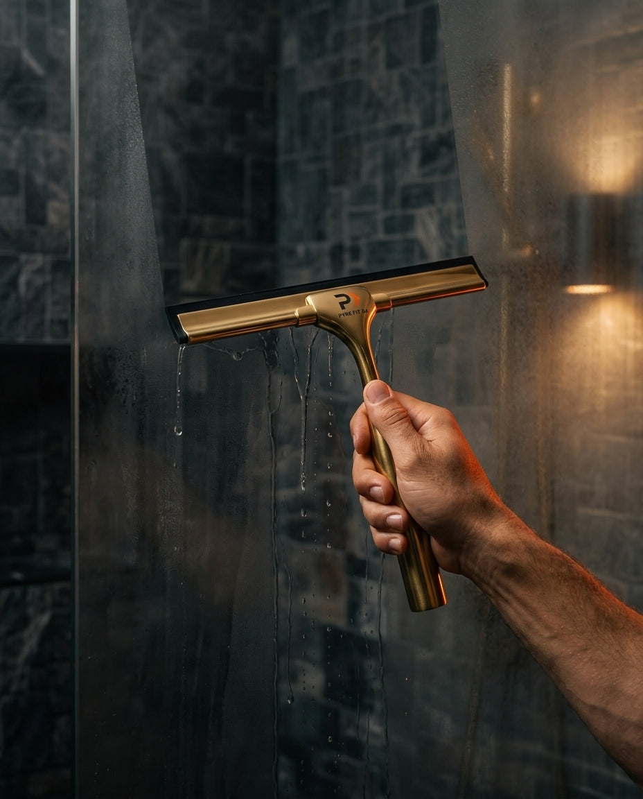 Duschabzieher aus Messing mit Wandhalterung – streifenfreies Glas für Dusche und Spiegel – Produktbild 4