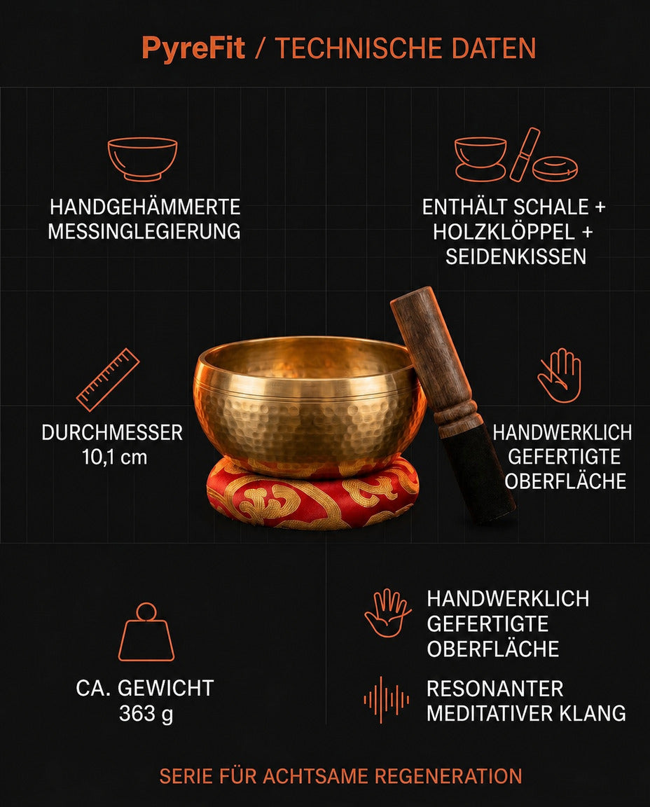 Klangschale aus Kupfer mit Klöppel und Kissen – handgefertigt für Meditation – Produktbild 8