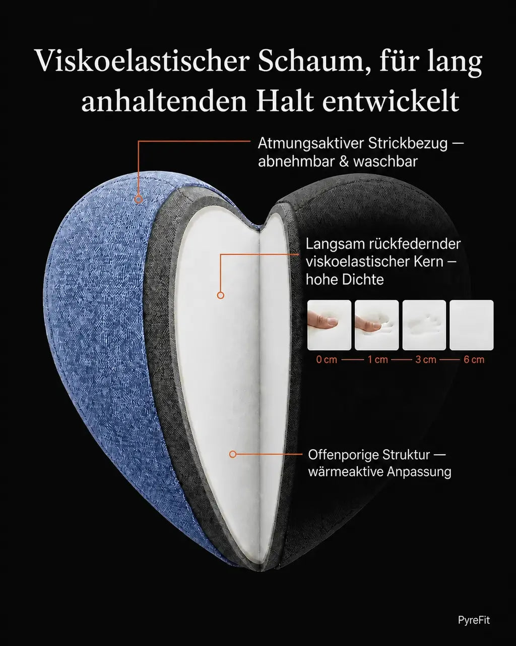 Ergonomisches Kniekissen für Seitenschläfer – deutsche Produktansicht