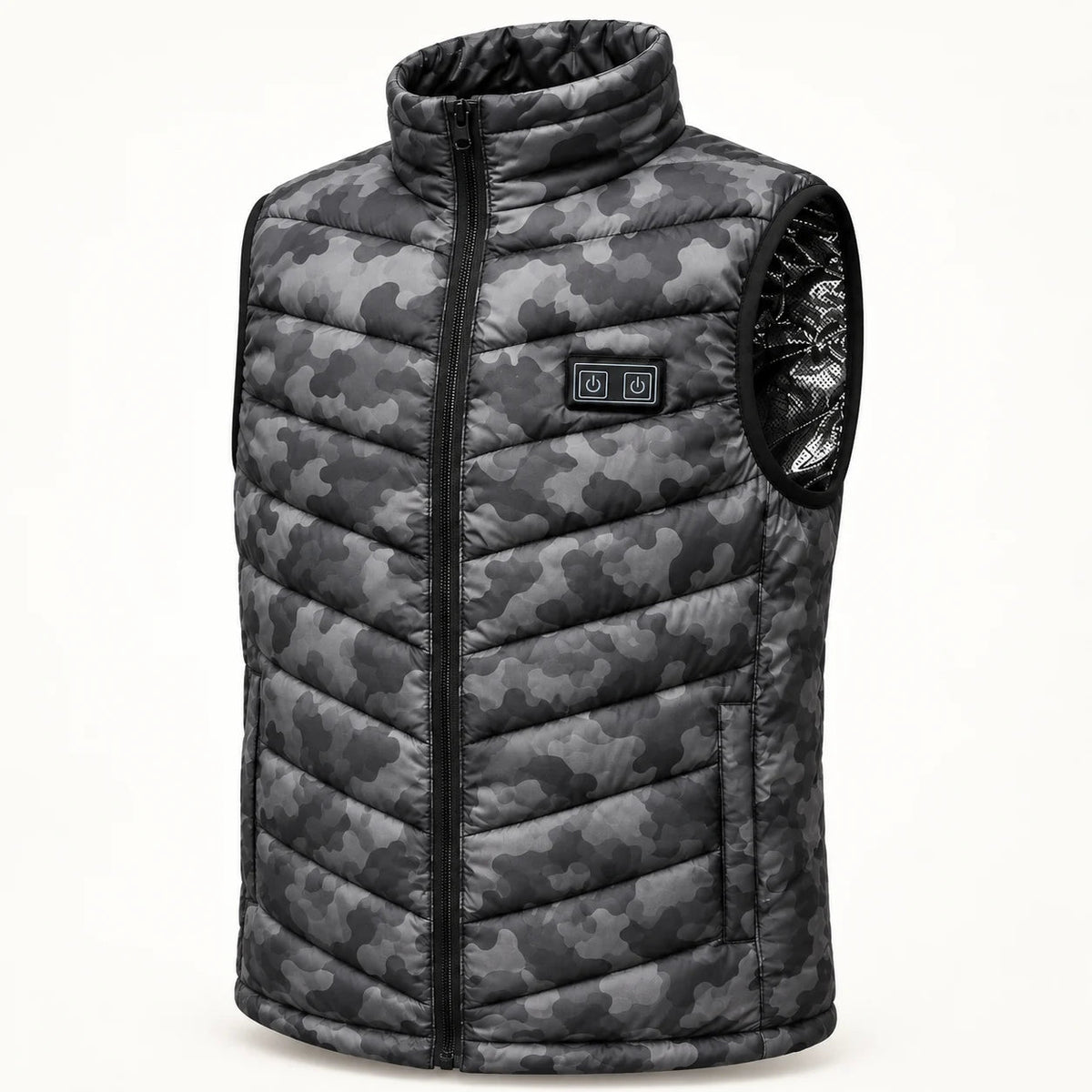 PyreFit Piloto – Beheizbare Camouflage-Weste – Graues Tarnmuster