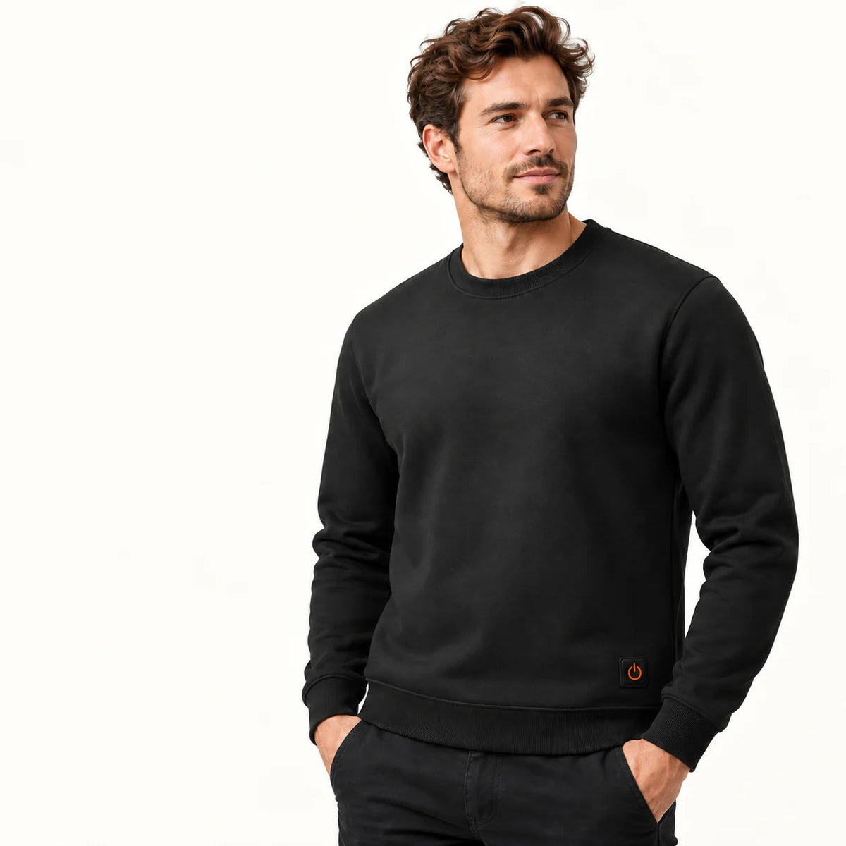 PyreFit Aeroan – Beheizbares Rundhals-Sweatshirt – Schwarz