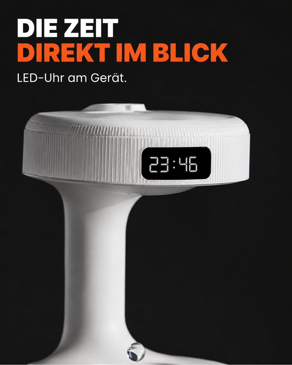 Luftbefeuchter mit Tropfeneffekt und LED-Uhr – Produktansicht 4