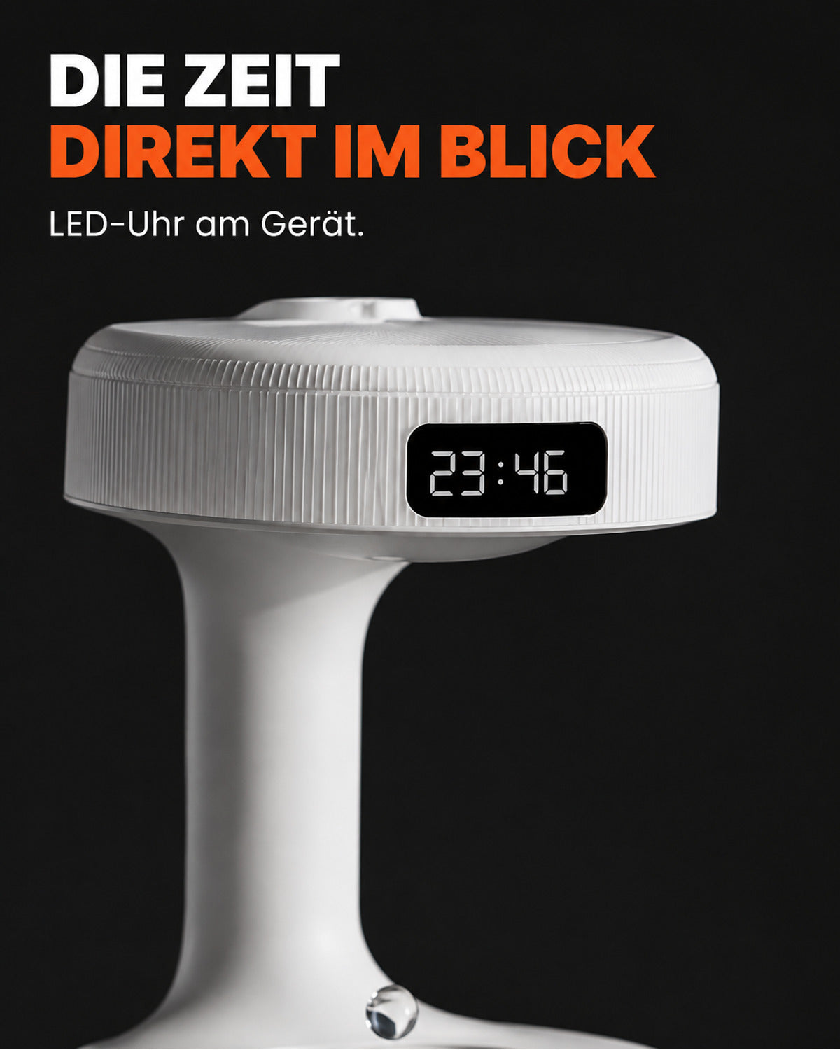 Luftbefeuchter mit Tropfeneffekt und LED-Uhr – Produktansicht 4