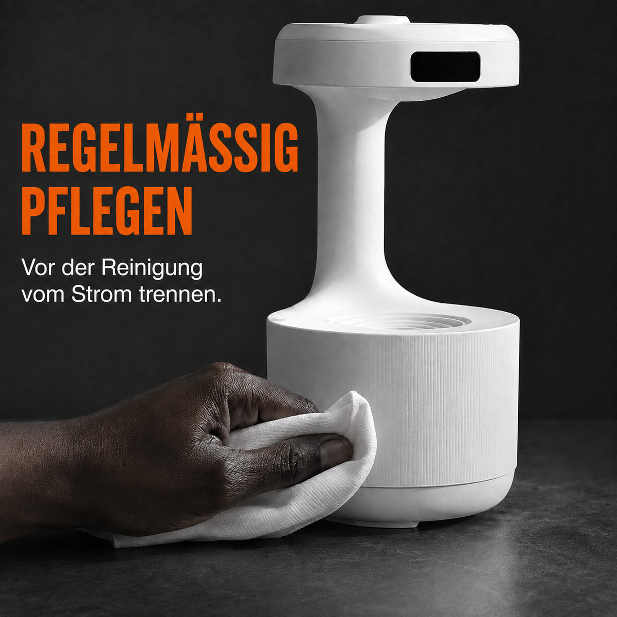 Luftbefeuchter mit Tropfeneffekt und LED-Uhr – Detailansicht 5
