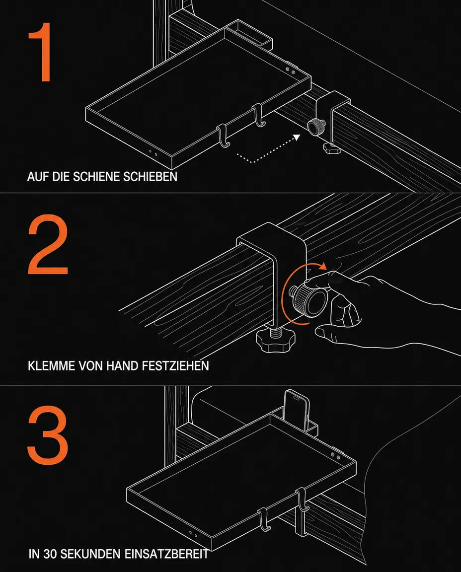 Betttablett zum Anklemmen – platzsparende Ablage für Laptop, Handy und Getränke – Produktbild 10