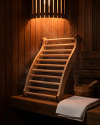 Sauna-Rückenlehne aus Holz – ergonomische Stütze für Spa und Bad – Produktbild 2