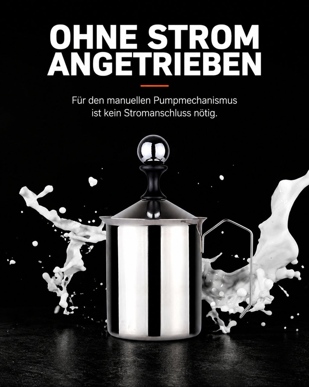 Manueller Milchaufschäumer aus Edelstahl – Produktansicht 8