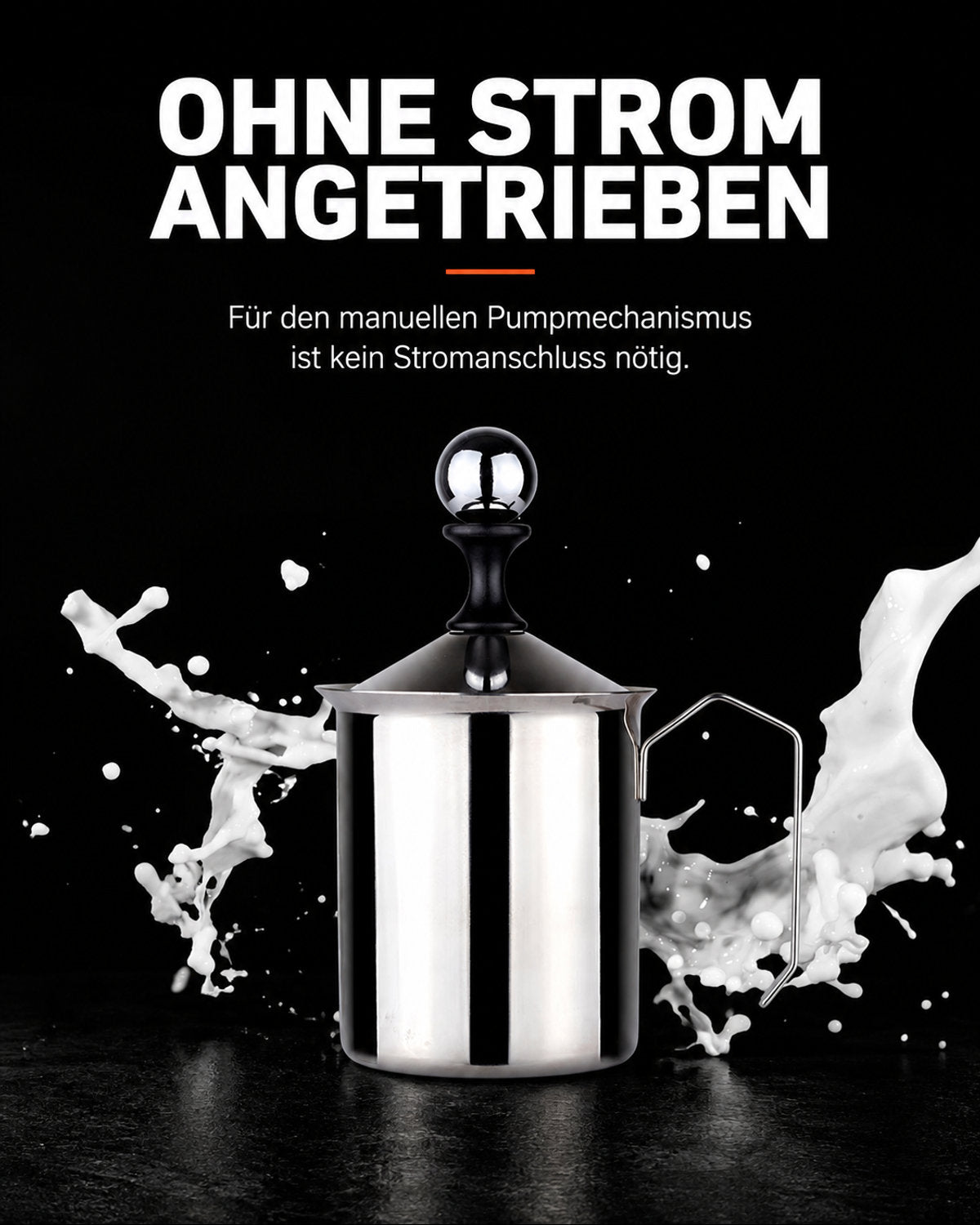 Manueller Milchaufschäumer aus Edelstahl – Produktansicht 8