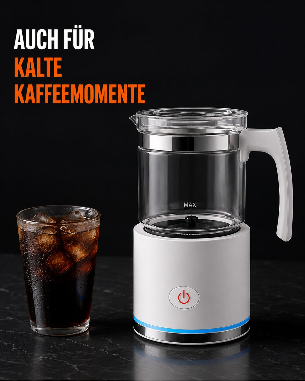 Milchaufschäumer mit Glasgefäss und Basis – Produktbild 6