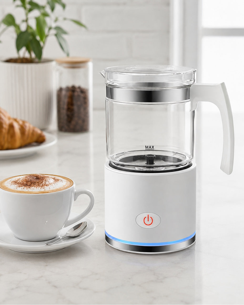 Milchaufschäumer mit Glasgefäss und Basis – Produktbild 7
