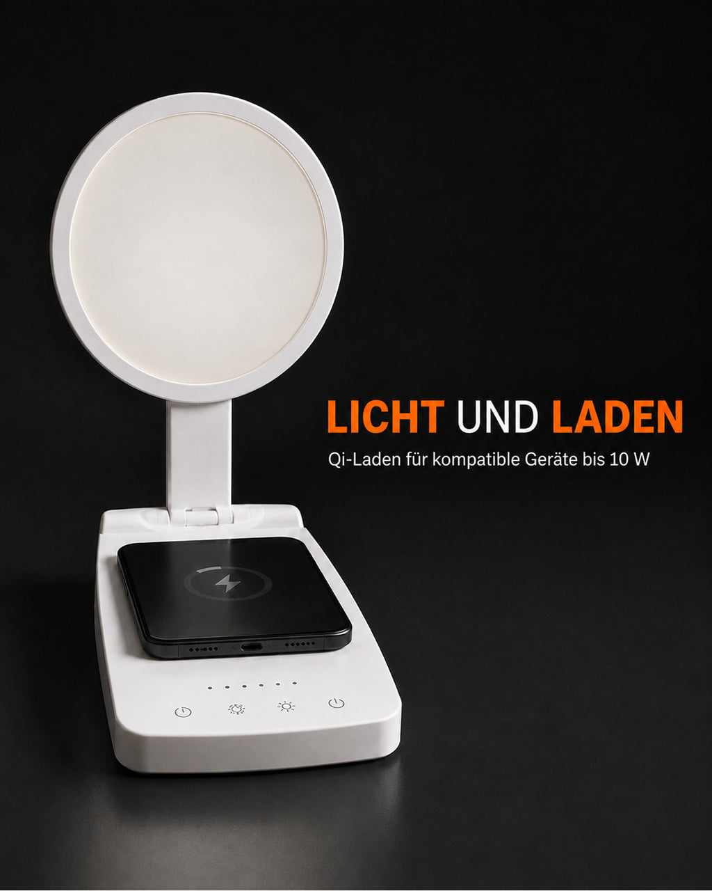 Tageslichtlampe mit Qi-Ladefläche – Produktansicht 2