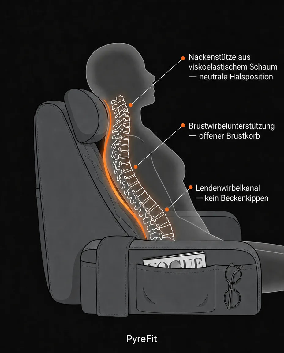 Lesekissen fürs Bett mit Memory-Schaum – aufrechte Stütze mit Armlehnen und Seitentaschen – Produktbild 11