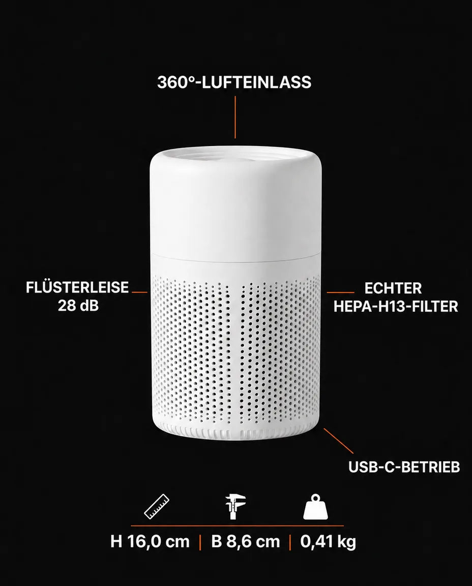 Luftreiniger mit HEPA-Filter für den Schreibtisch – leise gegen Staub und Pollen – Produktbild 7