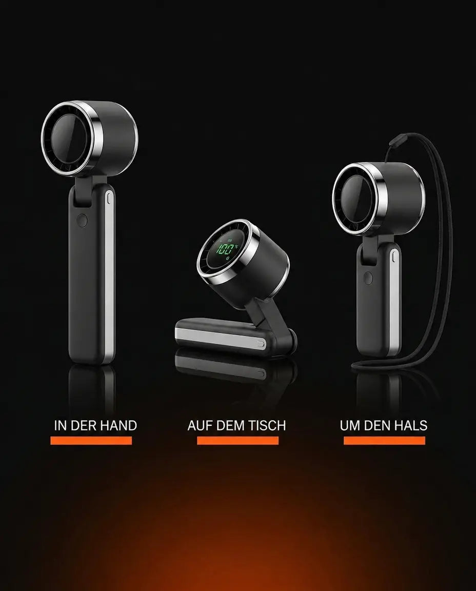 Handventilator mit Turbo und Digitalanzeige – faltbar und per USB-C aufladbar – Produktbild 15