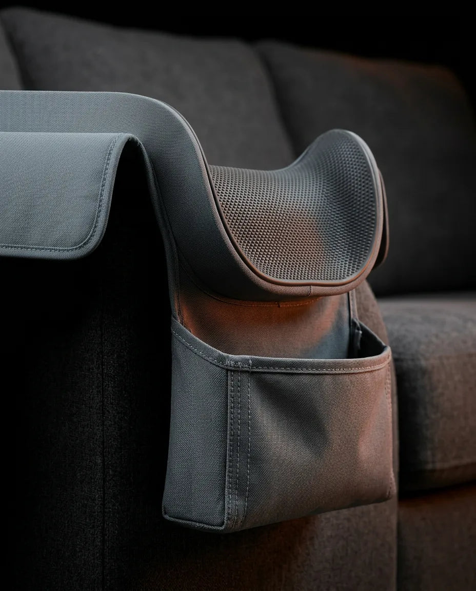 Sofa-Organizer für die Armlehne – mit Getränkehalter und Fächern für Fernbedienung – Produktbild 6