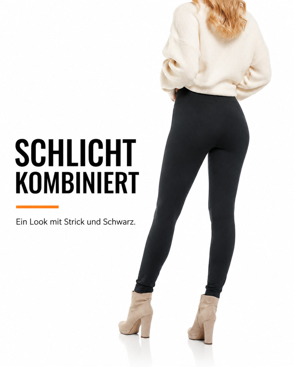Schwarze Leggings mit Fleece-Innenseite – Produktansicht 3