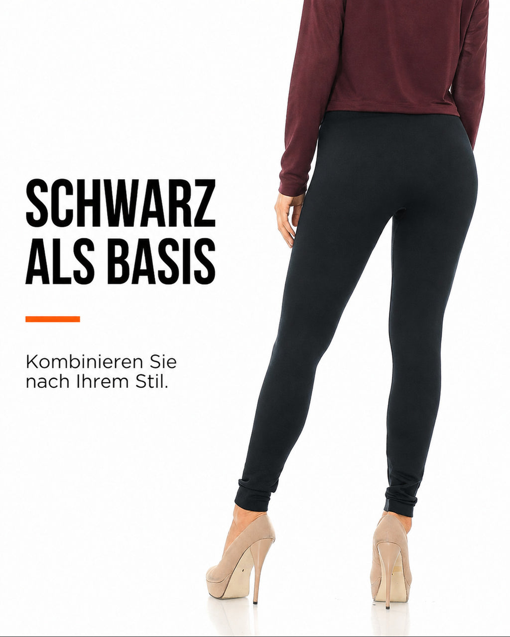 Schwarze Leggings mit Fleece-Innenseite – Produktansicht 5