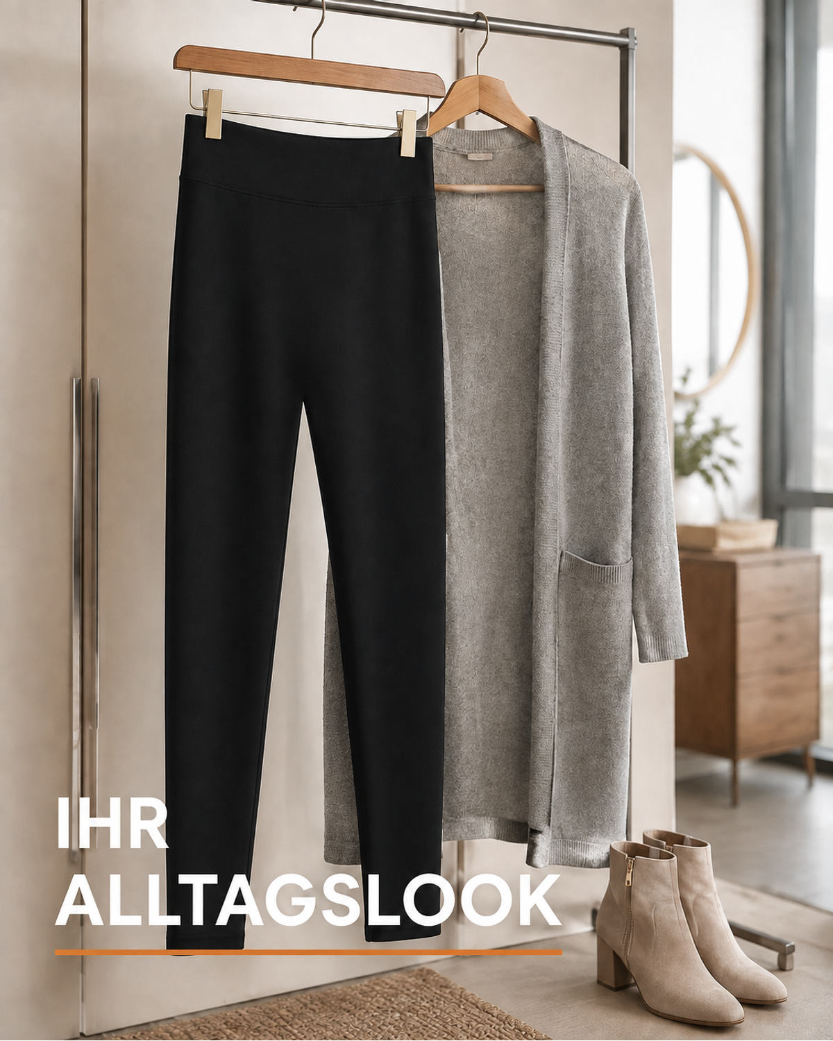Schwarze Leggings mit Fleece-Innenseite – Produktansicht 8