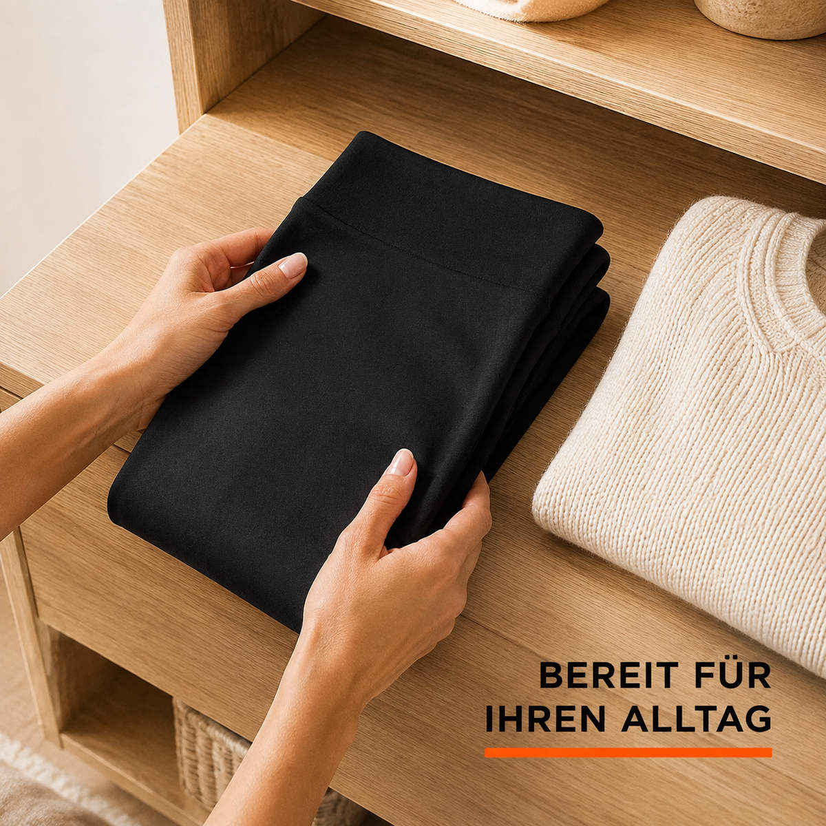 Schwarze Leggings mit Fleece-Innenseite – Detail 5