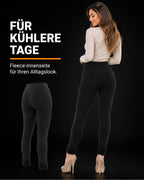 Schwarze Fleece-Leggings mit Revers – FÜR KÜHLERE TAGE