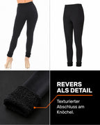 Schwarze Fleece-Leggings mit Revers – REVERS ALS DETAIL