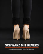Schwarze Fleece-Leggings mit Revers – SCHWARZ MIT REVERS