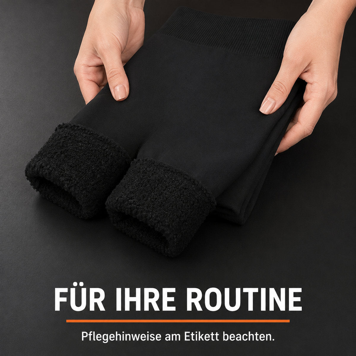 Schwarze Fleece-Leggings mit Revers – FÜR IHRE ROUTINE