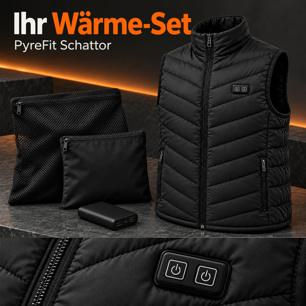 PyreFit Schattor – Beheizbare Unisexweste in großen Größen