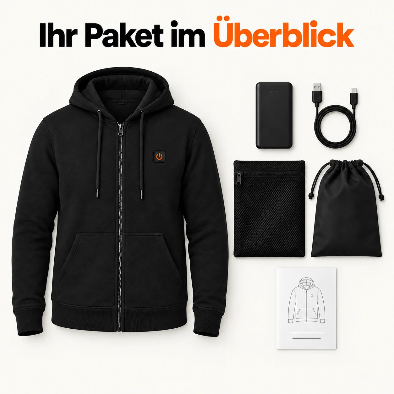 PyreFit Olivora – Beheizbarer Unisex-Zip-Hoodie