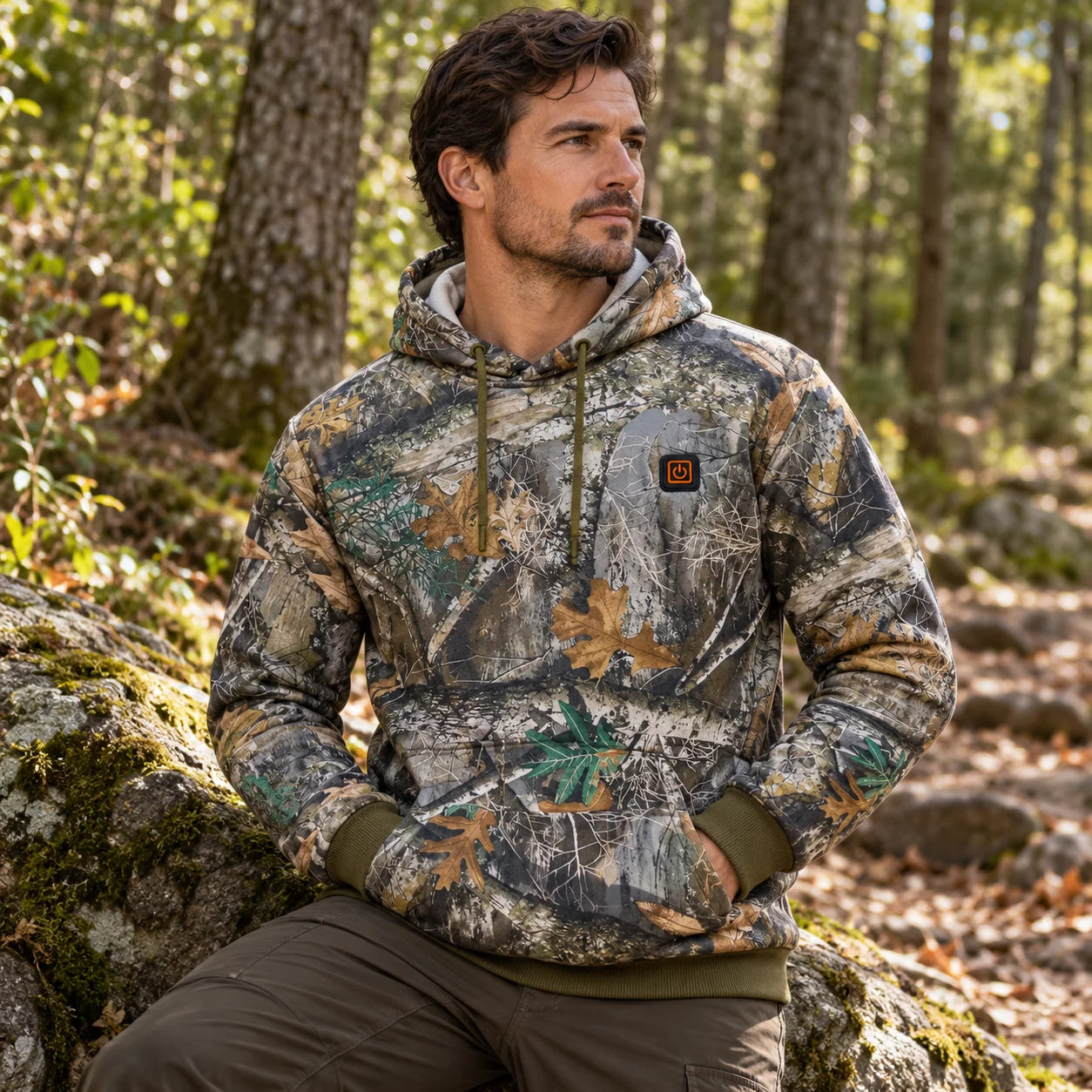PyreFit Zippo – Beheizbarer Hoodie im Waldmuster