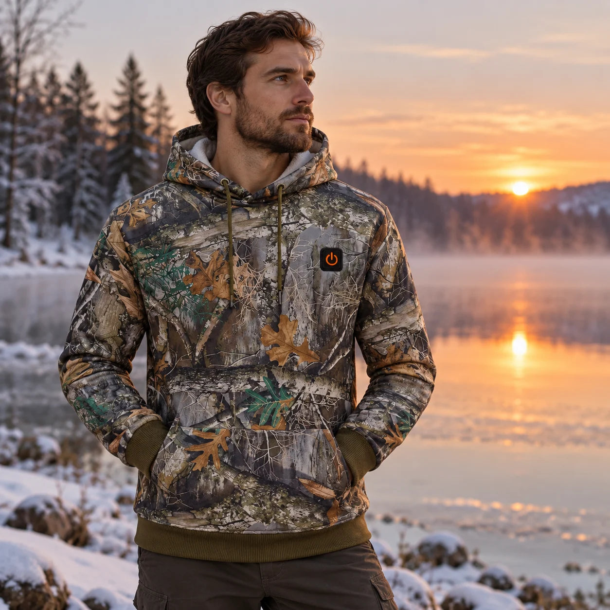 PyreFit Zippo – Beheizbarer Hoodie im Waldmuster
