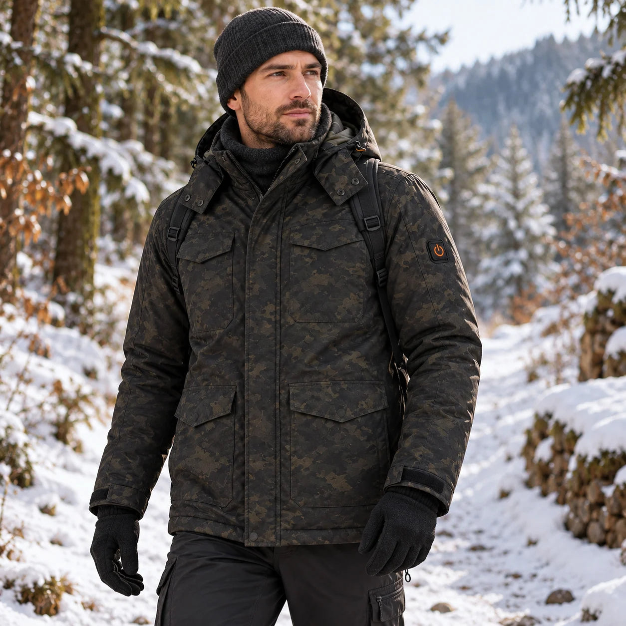 PyreFit Alpino – Beheizbare Herrenjacke in Camouflage
