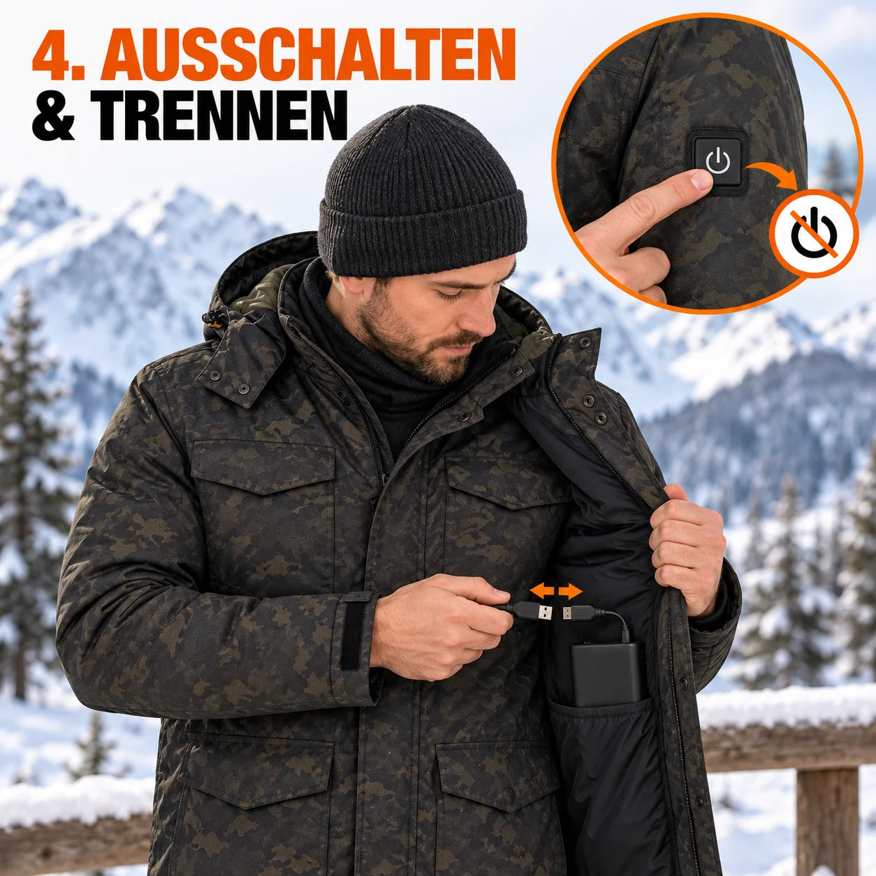 PyreFit Alpino – Beheizbare Herrenjacke in Camouflage