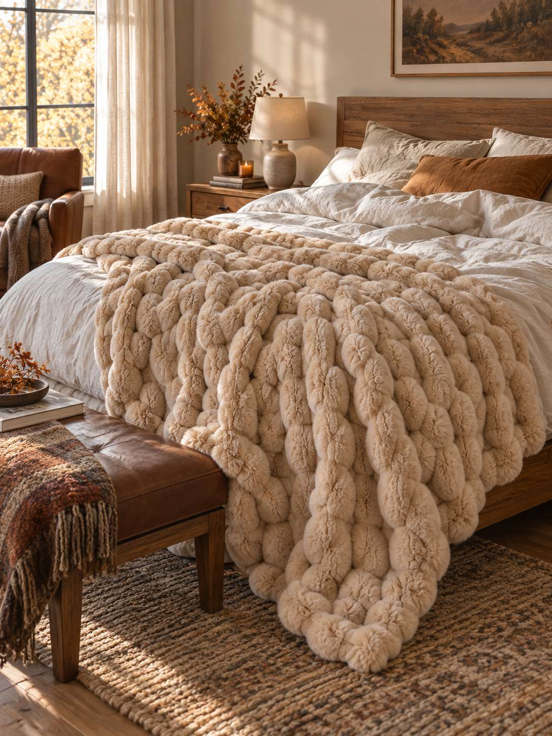 Plaid Nuage Camel — posé dans un décor de vie