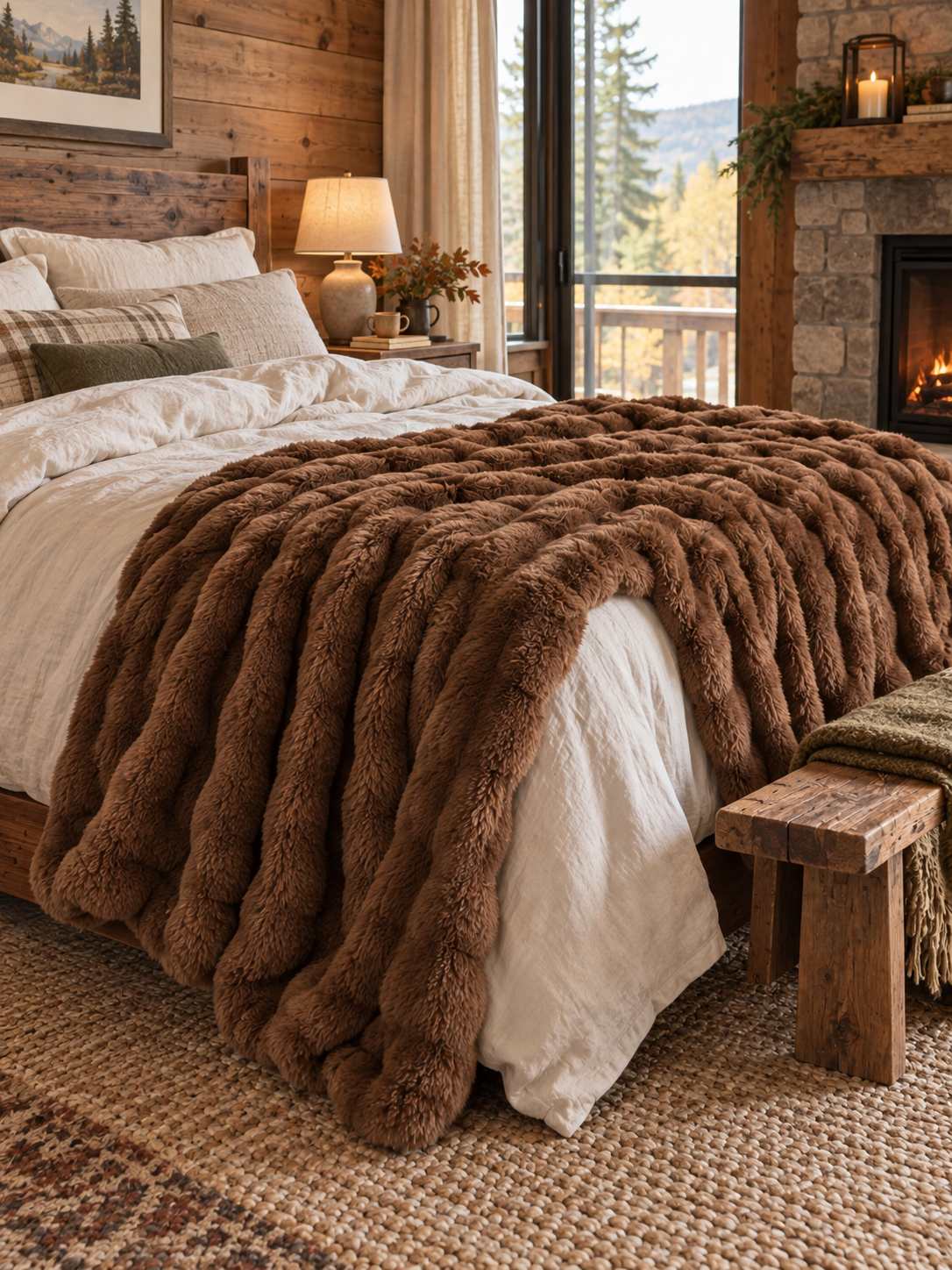 Plaid Nuage Café — posé dans un décor de vie